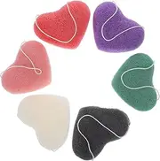 HEATSHAKING 6Pcs Heart Shape Face Exfoliating Sponges for Cleansing Gentle Facial Scrubber Skin Care for Smooth Radiant