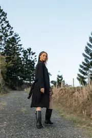 [PUP4] Kloss Tie Front Long Coat - Black XS black