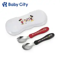 在飛比找momo購物網優惠-【Baby City 娃娃城】迪士尼不鏽鋼餐具組(米奇.米妮