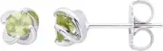 Peridot Solitaire Twist Stud Earrings in Sterling Silver