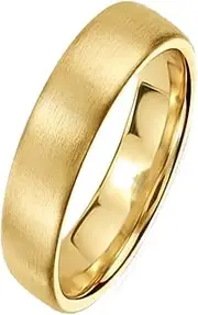[Gemini] His Her Yellow Gold Comt-Fit Dome Ring Brushed Wedding Titanium Ring Valentine Day Gift 5mm 7mm