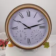 Garden Clocks Outdoor Waterproof, 15 Inch Vintage Roman Numerals Outdoor Clocks for The Garden Wall Mounted with Thermometer Hygrometer Silent Quartz Clock