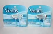 LOT (2) GILLETTE VENUS CLOSE & CLEAN IN 1 STROKE RAZOR BLADE REFILL CARTRIDGES