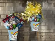 Get Well/Feel Better Soon Gift Basket-Box With Candy-Cookies-Snacks & Yellow Bow