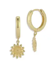 Moon & Meadow 14K Yellow Gold Sunflower Huggie Earrings - Exclusive