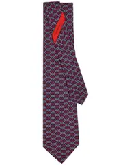 [Ferragamo] Gancini-print silk tie One Size Blue