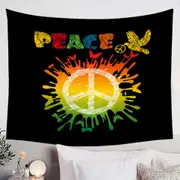 Dove and Butterflies Retro Peace Sign Tapestry