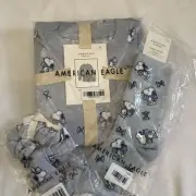 American Eagle x Peanuts Snoopy Blue Bow Plush PJ Set, Socks, & Scrunchie ~ XS
