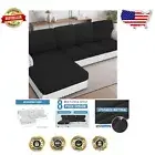 Elegant 8-Piece Black Sectional Couch Covers - Washable & Wrinkle Resistant