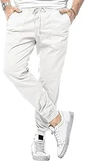 [Generic] Men's Casual Drawstring Solid Joggers Pants Elastic Waist Workout Tapered Trousers Loose Fit Comfort Hiking Pants