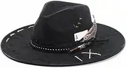 [H.Busque] Wide Brim Fedora Hat Mens Women Felt Panama Hat Dress Up Hat