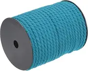 sourcing map Cotton Rope 3 Strand Twisted Braided Rope Cord, Lake Blue 40m/47 Yard 8mm Dia for Wall Hanging, Plant Hanger, Knitting, Macrame Knotting