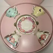 Miranda Kerr For Royal Albert Friendship Mixed Patterns Teacup & Saucer Set of 4
