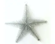 Christmas Gold Silver Wire Star with Glitter Hanging Decoration [Design: 40cm Silver]