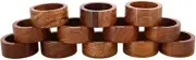 Wood Napkin Rings Dining Table Napkin Holder, Classic Everyday Use 12 Brown