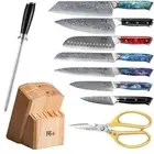 10Pcs TURWHO Chef Kitchen Knife Set Japan VG10 Damascus Steel Santoku Kiritsuke
