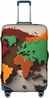 [FSCEV] World Map Made of Spices Trolley Suitcase Protective Cover Business Travel Luggage Protector Fashion 18-32 Inches, White, XL