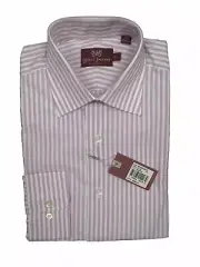 NEW $295 Hickey Freeman Dress Shirt! 15.5 34 35 Lavender & White Stripe USA