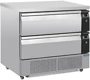 [POLAR] U-Series Double Drawer Counter Fridge Freezer, 4x 1/1GN Capacity, Silver
