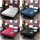 4 Color Mattress Protector Waterproof Fitted Sheet Single Double Queen King Size