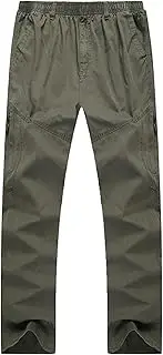 [Generic] Mens Pull On Drawstring Cargo Pants Lightweight Casual Work Pant Men Elastic Waist Straight Fit Trousers with 6 Pockets, Grey 2, 6X-Large