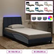 �Bed Frame with LED Lights Slat Mattress Base Bedstead Bedroom Velvet vidaXL