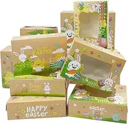 CIEOVO 24Pcs Easter Bunny Egg Cookie Gift Boxes with Window, Multicolored Kraft Paper, 8.7 x 5.9 x 2.8 inches, Perfect for Easter Parties