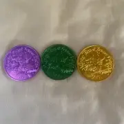 2019 KREWE OF ENDYMION MARDI GRAS DOUBLOONS, SET OF 3 - PURPLE, GREEN, & GOLD!
