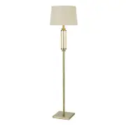 Dorcel Floor Lamp, Antique Brass with Amber Shade