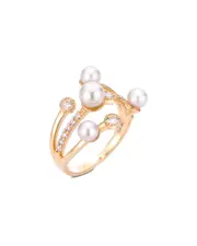 14K 0.35 ct. tw. Diamond 3.5-5.5mm Pearl Ring