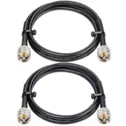 RG8x Jumper Cable (3ft, 2 Pack) UHF PL259 Male to Male Low Loss CB Antenna Ca...