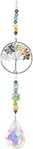 uxcell Crystal Suncatchers,Gourd Round Hanging Tree of Life Prisms Drop Pendant for Indoor/Outdoor Window Home Garden Wedding Birthday Party Decor Silver