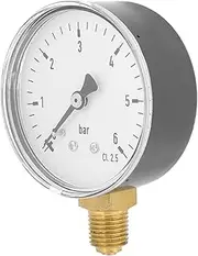 EVTSCAN NPT Thread Connection Air Hydraulic Pressure Gauge 0 to 6 bar Side Mount Manometer Metal Case 6cm Dial Size