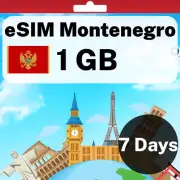 eSIM Montenegro - 1 GB - 7 Days - Travel eSIM | QR code activation