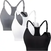 [Suekaphin] 3 Pack Sports Nursing Bra Full Cup for Breastfeeding,Maternity Sleeping Wirefree Nursing Bra