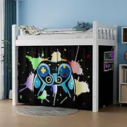 Vpory Bunk Bed Curtains - Loft Bed Curtains Privacy Bottom Bunk Bed Curtain Customization Blockout Breathable Bunk Bed Canopy for Teens Children Students (Game Machine Pattern, 2 Pacs Twin)