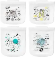 Pyrex Platinum Silicone 4-Pc Storage Set, 2 Reusable Sandwich Bags, 2 Reusable H