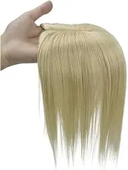 Remy Human Hair Toppers for Women, 7x11 cm Hand-Tied Hair Toppers with Swiss Lace Base 10inch Hair Topper for Women(Platinum Blonde)