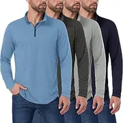 [OYGSieg] 4 Pack Men's Dry-Fit Active Quarter Zip Long Sleeve