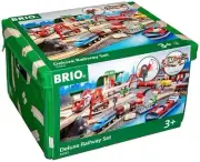 BRIO World Rail & Road Deluxe Set Wooden Train Toy for Ages 3+ (33052) Jp