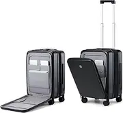 [Hanke] Carry On Luggage, Suitcase with Wheels & Front Opening, 20in Spinner Luggage Built in TSA Aluminum Frame PC Hardside Rolling Suitcases Travel