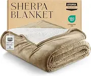 Utopia Bedding Sherpa Blanket Twin Size [Camel, 90x66 Inches] - 480GSM Thick Warm Plush Fleece Reversible Blanket for Bed, Sofa, Couch, Camping and Travel