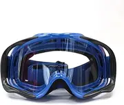 TDR Motocross Clear Lens Goggles - Anti-Fog, UV Protection, Adjustable Strap Lightweight Safety Goggles for MX, Dirt Pit, and Quad Bike Riding Adult Unisex (Blue Frame)