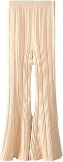 [Generic] Women's 100 Percent Merino Wool Knitted Trousers Elastic Waist Winter Thermal Lounge Pants Stretchy Jogger Sweatpants