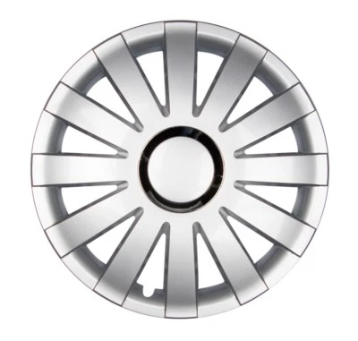 4x Premium Design Hubcaps " Onyx " 16 Inch #44 Silver Chrome Ring