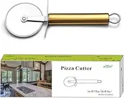 Pizza Wheel - Stainless Steel Cutter With Gold Handle, Super Sharp Slicer With Titanium Plating, Pastry Cutter, Easy to Clean and Store