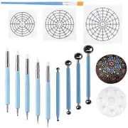 Set of 14 Mandala Dotting Stencil Tools Rock Painting Kit Dotting Tools Include Templates, Paint Tr Random colors