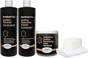 Furniture Clinic Leather Complete Restoration Kit | With Leather Recoloring Balm, Cleaner, 2-in-1 Protection Cream & Conditioner, Sponge, and Cloth | Leather Repair Kit for Furniture (Dark Brown)
