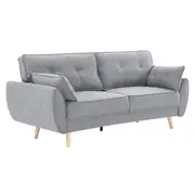 Sarantino 3 Seater Modular Linen Fabric Sofa Bed Couch Futon Suite - Light Grey
