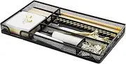 Annova Desk Drawer Organizer Tray for Office Organization - Metal Mesh - Storage Tray with Dividers for Pens, Desktop Accessories, Bathroom, Kitchen, Makeup and Office Supplies (Small) (Black)